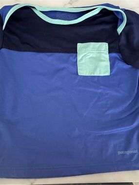 Patagonia Sun Swim Tee: 12-18 month  in Blue and Navy with Mint Pocket
